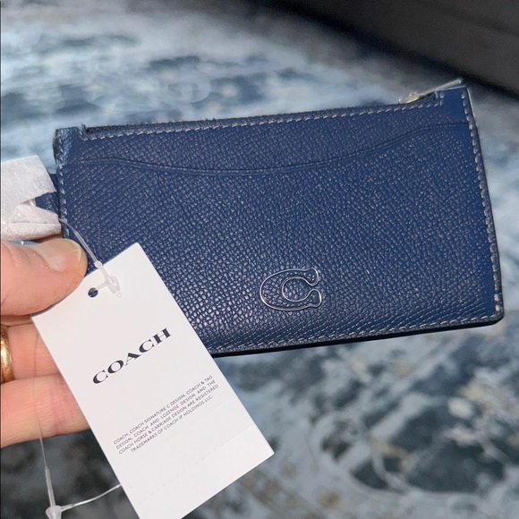 Coach Navy Leather Card Case - Picture 3 of 10